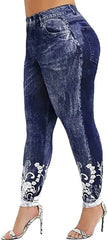 Beibeia Plus Size Jeans encaje con cintura alta Leggings de fitness de fitness de gimnasio pantalones deportivos pantalones
