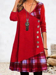 Women's Casual Stitching Long Sleeve Dress