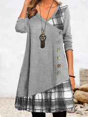 Women's Casual Stitching Long Sleeve Dress