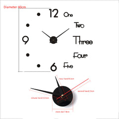 Large Wall Clock Quartz 3D DIY Big Watch Decorative Kitchen Clocks Acrylic Mirror Sticker Oversize Wall Clocks Home Letter Decor