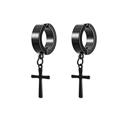 7 Paare magnetische Edelstahl-CZ-Clip-On-Ohrringe Nicht-Piercing Huggie Cross Feder Scharnier Ohrring Set Neutral Schwarz