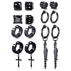 7 coppie Orecchini a clip clip clice in acciaio inossidabile magnetico set di orecchini con piuma non piegata set neutro