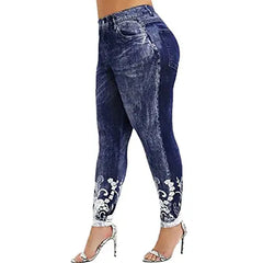 Beibeia Plus Size Jeans encaje con cintura alta Leggings de fitness de fitness de gimnasio pantalones deportivos pantalones