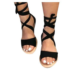 Tacos planos de verano zapatos femeninos sandalias de corbata de vendaje