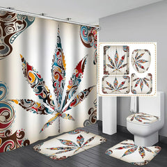 Colored Leaves 3D Digital Printing Home Decoration Shower Curtain Water Proof Shower Curtain