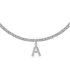 Collier de la chaîne de tennis de tour de cou initial de 14 carats en or 14 carats