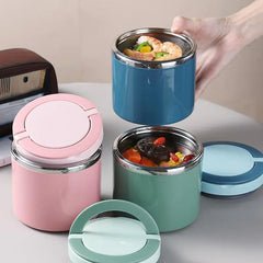 Food Flask Containers, 1000ml Reusable Stainless Steel Food Container Jar with Spoon for Hot and Cold Meals, Leak Proof Soup