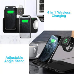 15W Qi Stand de chargeur sans fil rapide pour iPhone 14 13 12 11 8 Apple Watch 4 in 1 Station de charge pliable pour AirPods Pro Iwatch