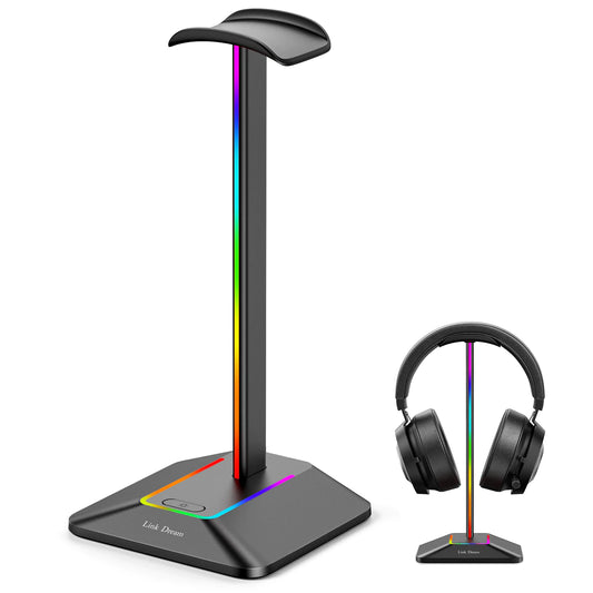 Enlace Dream RGB Lights Stand de auriculares con portadores de auriculares USB Type-C para todos los auriculares Gamers Gaming PC Accesorios para PC escritorio
