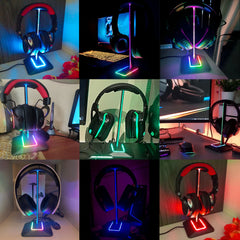 Enlace Dream RGB Lights Stand de auriculares con portadores de auriculares USB Type-C para todos los auriculares Gamers Gaming PC Accesorios para PC escritorio