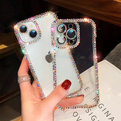 Custodia per telefono trasparente per il telefono trasparente per lenti a diamante glitter per iPhone 14 13 Pro 12 Pro Max 11 X XS XR 7 8 Plus Cover SE3