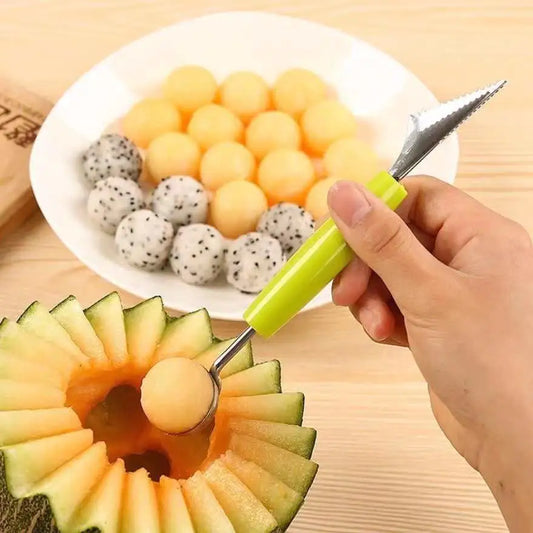 Frutta Scaving Baller Watermelon Scaving Sfaging Sfallo Sfalone a doppia testa in acciaio inossidabile intaglio coltellino da coltello da frutta piastra per intaglio frutta strumento