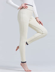 Pantalones de lápiz termal de vellón de vellón de cintura alta para mujeres