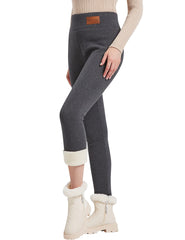 Pantalones de lápiz termal de vellón de vellón de cintura alta para mujeres