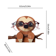 Funny Glasses Holder Stand, Cute Creative Animal Handmade Wooden Carving Eyeglass Holder, Home Office Nightstand Decoration Desktop Glasses Frame (A-3, One Size)