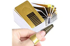 100 Pcs Gold Rectangle Nail Forms Self-Adhesive And Durable Nail Extension Molds Suitable For Uv Gel, With Numbers Tips Form