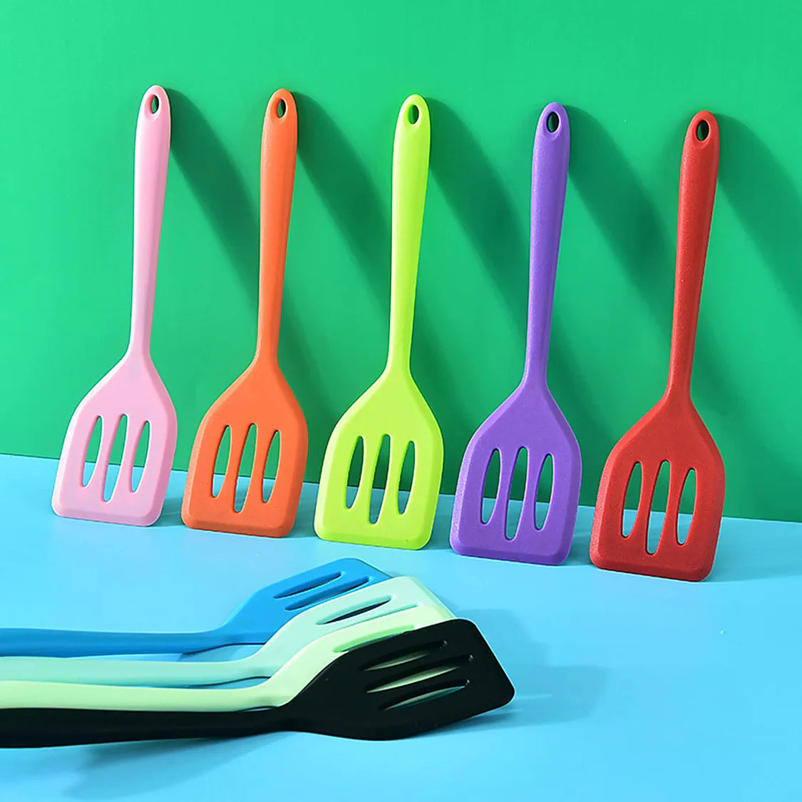 1 pièce en silicone à fente de cuisine à fente outil de cuisson de cuisine non cadavre spatula crêpe frit spatule silicone ustensiles