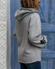 Frauenhundpfoten Druck Langarm Hoodie Tiere Sweatshirt Kapuzepullover Tops Bluse süß für Teenager Mädchen