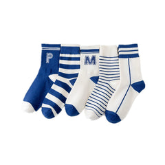 Marineblaue Socken Frauen mit mittlerer Röhren gestreiftes trendige Socken Brief lässige Baumwollsocken Männer und Frauen Paar Socken