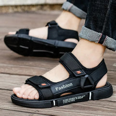 Young Men Flat Velcro Hollow Casual Open Toe Summer Beach Anti-slip All-fitting Sandals