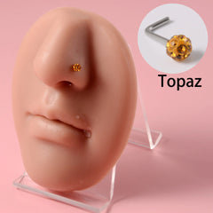 Stainless Steel Mud Ball Nose Stud S-Shaped Non-Dripping Oil Screw Full Drill Ball Nose Ring 20G Simple Piercing Nose Jewelry