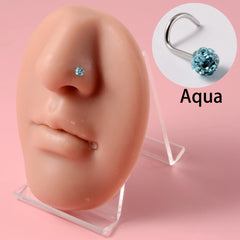 Stainless Steel Mud Ball Nose Stud S-Shaped Non-Dripping Oil Screw Full Drill Ball Nose Ring 20G Simple Piercing Nose Jewelry