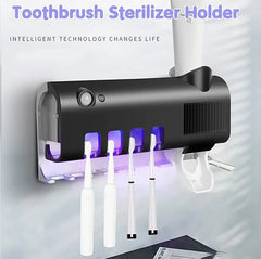 Toothbrush Sterilizer Frame Intelligent Toothpaste Dispenser Uv Wireless Wall-mounted Light Energy Charging Home Bathroom Bathroom Accessory Set