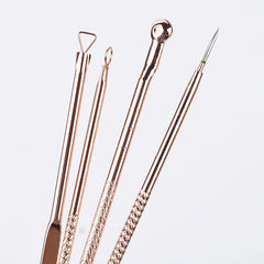 4PCS Stainless Steel Acne Needle Set Rose Gold Professional Blackhead Acne Needle Face Cleansing Beauty Makeup Tool