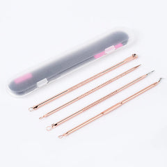 4PCS Zestaw igły trądziku stali nierdzewnej Rose Gold Professional Garhead Acne Igła Oczyszczanie urody Makeup