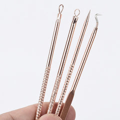 4PCS Zestaw igły trądziku stali nierdzewnej Rose Gold Professional Garhead Acne Igła Oczyszczanie urody Makeup