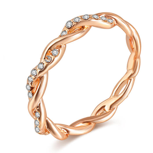 Metemjiao 14K Rose Gold Stack Twisted Ring Ring Ring Stapelbares Diamond Ring Hochzeitsfeier Frauen Modeschmuck für Frauen (7)