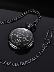 Anniversary Valentines Personalized Gift Engraved Pocket Watch with Chain for Men Husband Boyfriend on Valentines, Christmas, Birthday, Happy Wedding