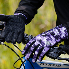Al aire libre Sporty All Fingers Cycling Guantes de camuflaje táctil a prueba de agua unisex con guantes espesos tibios a prueba de frío a prueba de viento