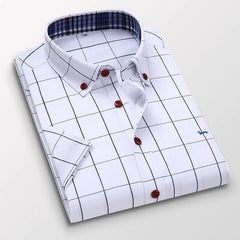 Herren Short Sleeve Shirt Neue Herren karierte Sommerkleidung Mann Kleidung koreanische Freizeitstil Fashion Design Business -Shirts Hemden