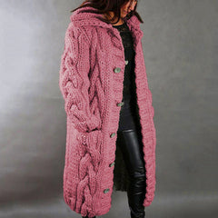 Women's Hooded Collar Long Sweater Cardigan