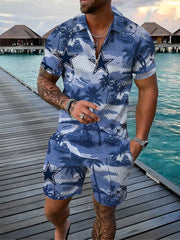 Stazione indipendente Maglietta da uomo estiva Maglietta a manica corta Collaro casual Hawaiian Set