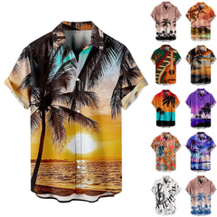 Hawaiian Bowling -Shirts für Männer 1950er Retro Music Print Sommer lässiger kurzärmeleitender Hemden entspannte Fit Vintage Tops