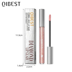 QIBEST Diamond Liquid Lipstick Lip Tint 6 Colors Moisturizing Long-Lasting Makeup Gray Sparkling Waterproof Lip Gloss Cosmetics