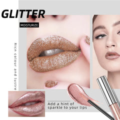 QIBEST Diamond Liquid Lipstick Lip Tint 6 Colors Moisturizing Long-Lasting Makeup Gray Sparkling Waterproof Lip Gloss Cosmetics