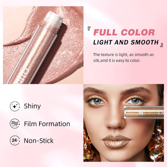 QIBEST Diamond Liquid Lipstick Lip Tint 6 Colors Moisturizing Long-Lasting Makeup Gray Sparkling Waterproof Lip Gloss Cosmetics