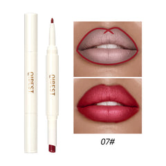 QIBEST Rotating Dual Tip Lipstick Lip Liner Matte Nourishing Matte Non-Fading Non-Stick Single Lipstick Makeup