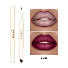 QIBEST Rotating Dual Tip Lipstick Lip Liner Matte Nourishing Matte Non-Fading Non-Stick Single Lipstick Makeup