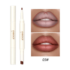 QIBEST Rotating Dual Tip Lipstick Lip Liner Matte Nourishing Matte Non-Fading Non-Stick Single Lipstick Makeup