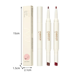 QIBEST Rotating Dual Tip Lipstick Lip Liner Matte Nourishing Matte Non-Fading Non-Stick Single Lipstick Makeup