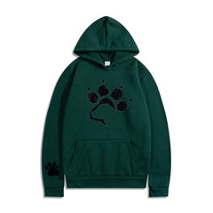 Women's Dog Paw Printing Long Sleeve Hoodie Animals Sweatshirt Hooded Pullover Tops Blouse Cute for Teen Girls