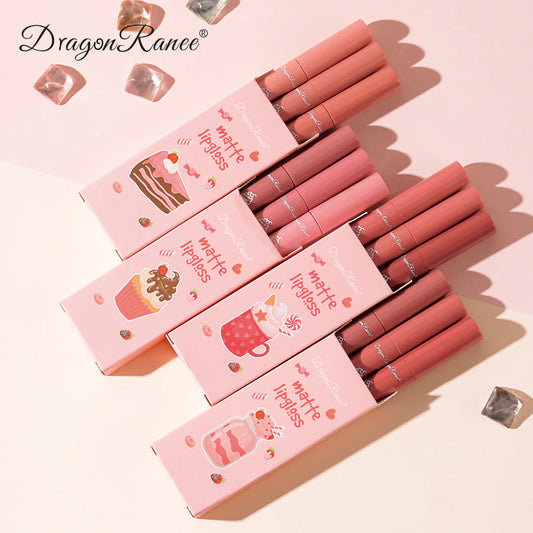 3 Ice Cream Sets Set Box Velvet Matte Matte Lip Glaze Lipstick Lip Gloss Female Non-stick Cup Nude Color