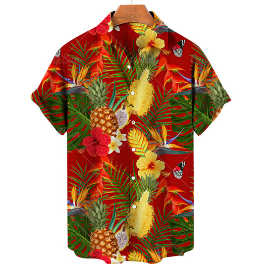 Men's 3D Digital Fruit Print Short Sleeve Shirt Men's Hawaiian Shirt Summer Hot Style Plus Size