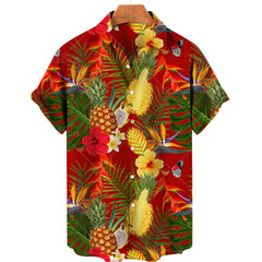 Men's 3D Digital Fruit Print Short Sleeve Shirt Men's Hawaiian Shirt Summer Hot Style Plus Size