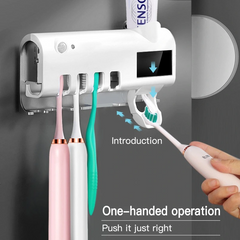 Zahnbürste Sterilisator Rahmen intelligenter Zahnpasta-Spender UV drahtloser Wand montiertes Ladung Ladung nach Hause Badezimmer Badezimmer Zubehör Set