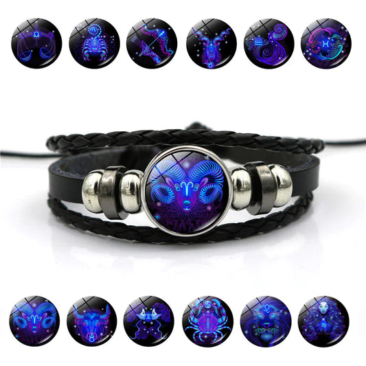 12 Costallazione Tempo gemma Bracciale unisex Regalo di compleanno Student Regalo alla moda Mano fatti a mano Bracciale Personalità Bracciale Gioielli a mano